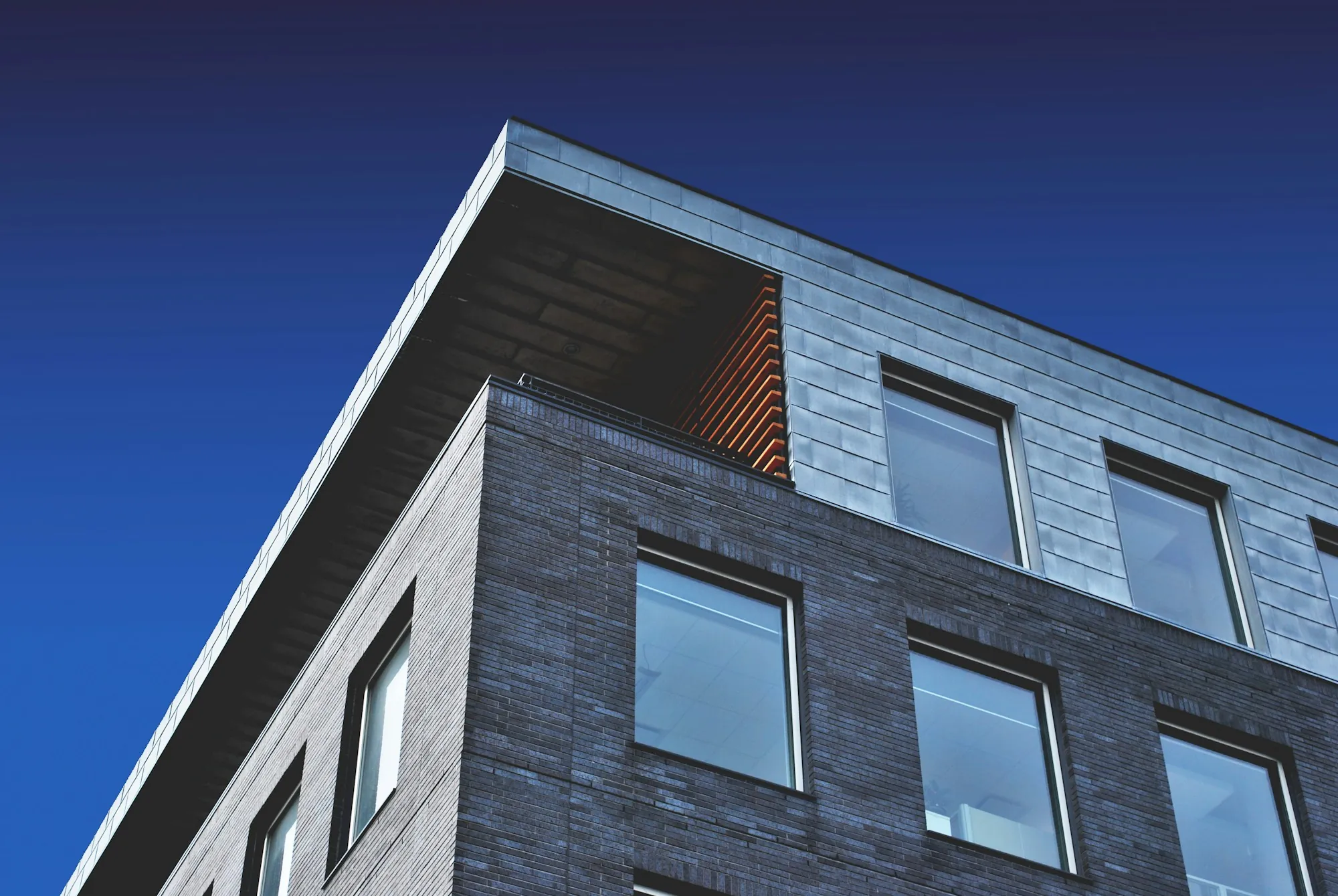 Brick and stone commercial building corner